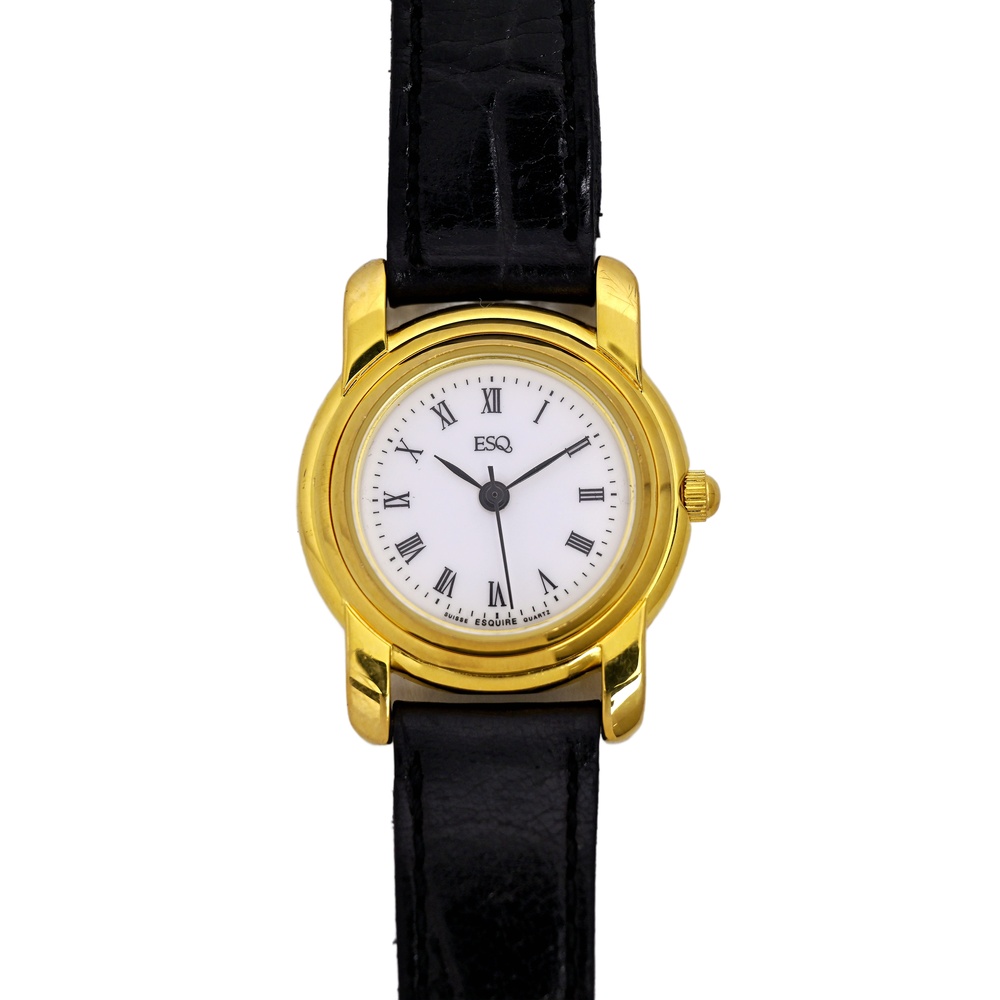 ESQ Movado Ladies Gold Tone White Dial Roman Numerals Swiss Movement Wrist Watch